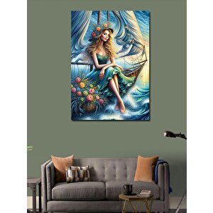 Kanvas Tablo Tekne Ve Kadın 100x140 cm