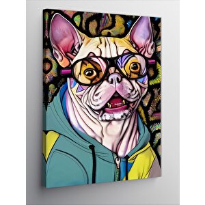 Kanvas Tablo Gözlüklü Pug Köpek 100x140 cm