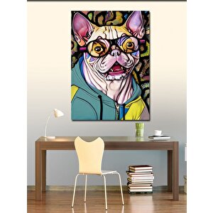 Kanvas Tablo Gözlüklü Pug Köpek 100x140 cm