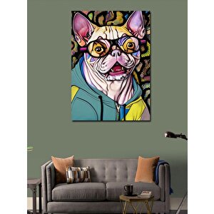 Kanvas Tablo Gözlüklü Pug Köpek 100x140 cm