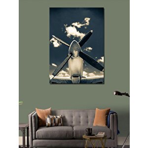 Kanvas Tablo Tek Pervaneli Uçak 70x100 cm