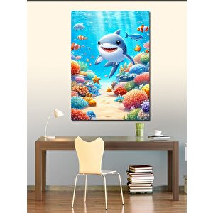 Kanvas Tablo Sevimli Köpek Balığı 100x140 cm