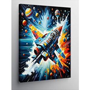 Kanvas Tablo Jet Ve Renkli Gezegenler