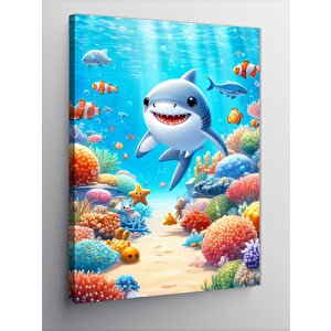 Kanvas Tablo Sevimli Köpek Balığı 70x100 cm