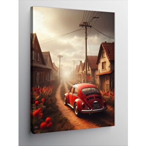 Kanvas Tablo Kırmızı Klasik Araba 100x140 cm