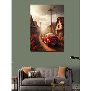 Kanvas Tablo Kırmızı Klasik Araba 100x140 cm