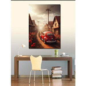 Kanvas Tablo Kırmızı Klasik Araba 70x100 cm