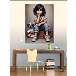 Kanvas Tablo Küçük Kız Ve Köpek