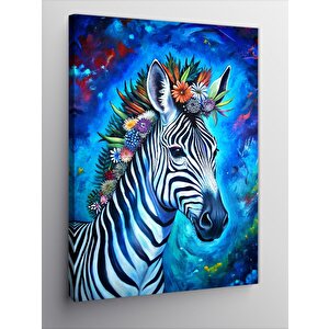 Kanvas Tablo Çiçekler Ve Zebra