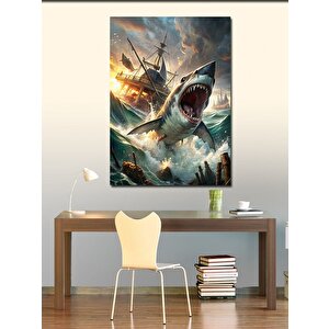 Kanvas Tablo Saldırgan Köpekbalığı 70x100 cm