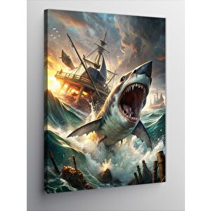 Kanvas Tablo Saldırgan Köpekbalığı 100x140 cm