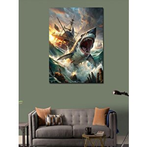 Kanvas Tablo Saldırgan Köpekbalığı 100x140 cm