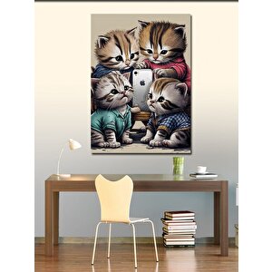 Kanvas Tablo Telefon Ve Yavru Kediler 70x100 cm