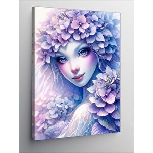 Kanvas Tablo Mavi Çiçekli Kadın 100x140 cm