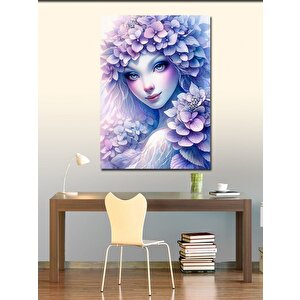 Kanvas Tablo Mavi Çiçekli Kadın 100x140 cm