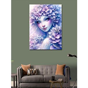 Kanvas Tablo Mavi Çiçekli Kadın 100x140 cm