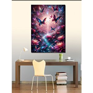 Kanvas Tablo Lotus Çiçekleri Ve Kelebekler 100x140 cm