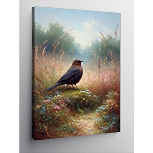 Kanvas Tablo Serçe Ve Çiçekler 70x100 cm