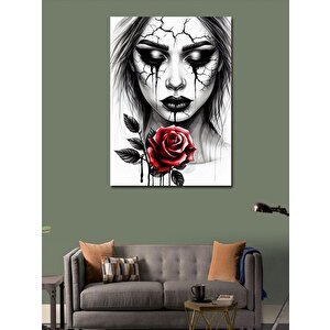 Kanvas Tablo Kırmızı Gül Ve Kadın 70x100 cm