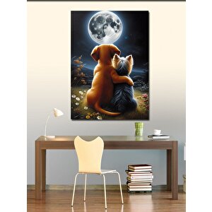 Kanvas Tablo Ayı Seyreden Köpekler 100x140 cm
