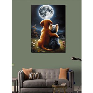 Kanvas Tablo Ayı Seyreden Köpekler 100x140 cm
