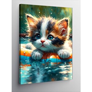Kanvas Tablo Yüzen Kedi 70x100 cm