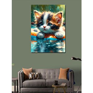 Kanvas Tablo Yüzen Kedi
