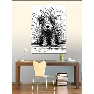 Kanvas Tablo Karakalem Sevimli Köpek 100x140 cm