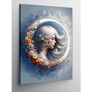Kanvas Tablo Çiçekler Ve Soyut Kadın 70x100 cm