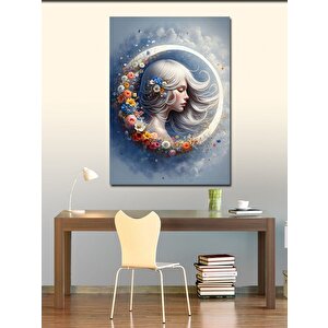 Kanvas Tablo Çiçekler Ve Soyut Kadın 70x100 cm