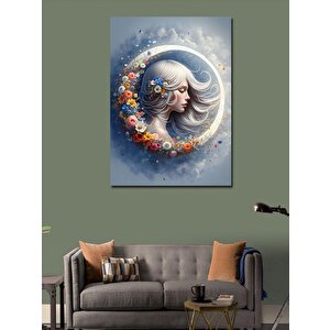 Kanvas Tablo Çiçekler Ve Soyut Kadın 70x100 cm