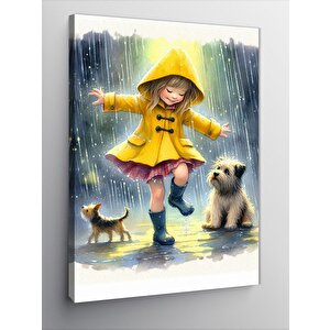 Kanvas Tablo Yağmurdaki Kız Ve Köpekler
