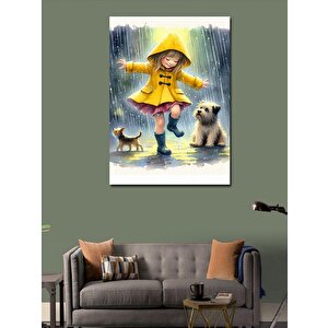 Kanvas Tablo Yağmurdaki Kız Ve Köpekler