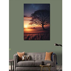 Kanvas Tablo Ağaç Ve Gün Batımı Manzarası 70x100 cm