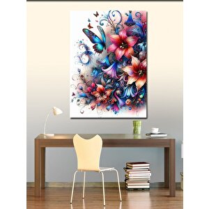 Kanvas Tablo Çiçekler Ve Kelebekler 100x140 cm