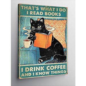 Kanvas Tablo Kitap Okuyan Kedi