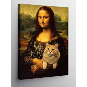 Kanvas Tablo Mona Lisa Ve Kedi 70x100 cm