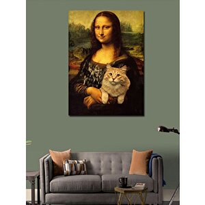 Kanvas Tablo Mona Lisa Ve Kedi 70x100 cm
