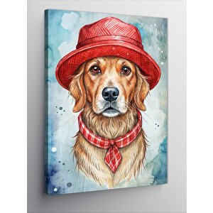Kanvas Tablo Kırmızı Şapkalı Köpek