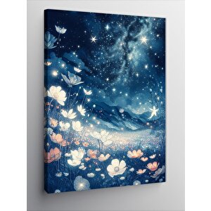 Kanvas Tablo Yıldızlar Ve Çiçekler 70x100 cm