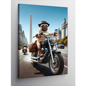 Kanvas Tablo Chopper Motor Süren Köpek