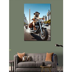 Kanvas Tablo Chopper Motor Süren Köpek