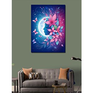 Kanvas Tablo Çiçekler Ve Kadın 100x140 cm