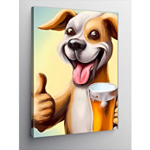 Kanvas Tablo Bira İçen Köpek