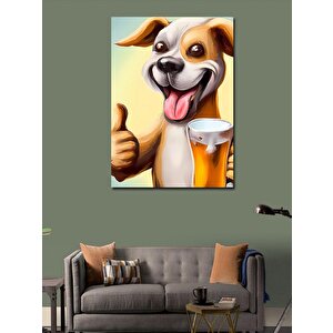 Kanvas Tablo Bira İçen Köpek
