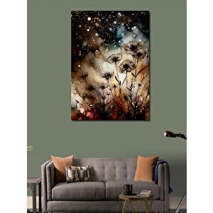 Kanvas Tablo Beyaz Çiçekler Ve Damlalar 70x100 cm