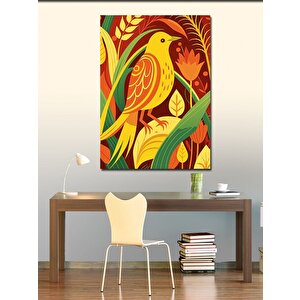Kanvas Tablo Sarı Kuş Ve Çiçekler 70x100 cm