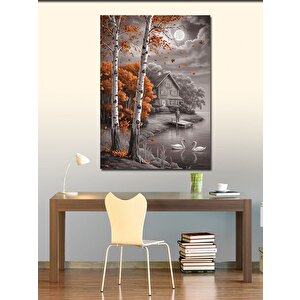 Kanvas Tablo Göl Kenarındaki Ev 70x100 cm
