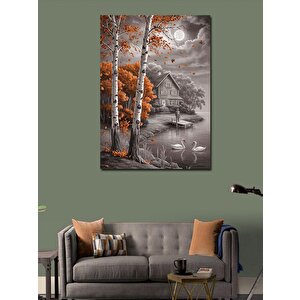 Kanvas Tablo Göl Kenarındaki Ev 70x100 cm