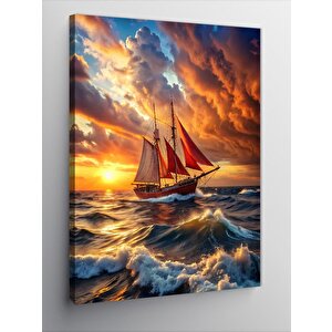 Kanvas Tablo Denizdeki Yelkenli Tekne 70x100 cm